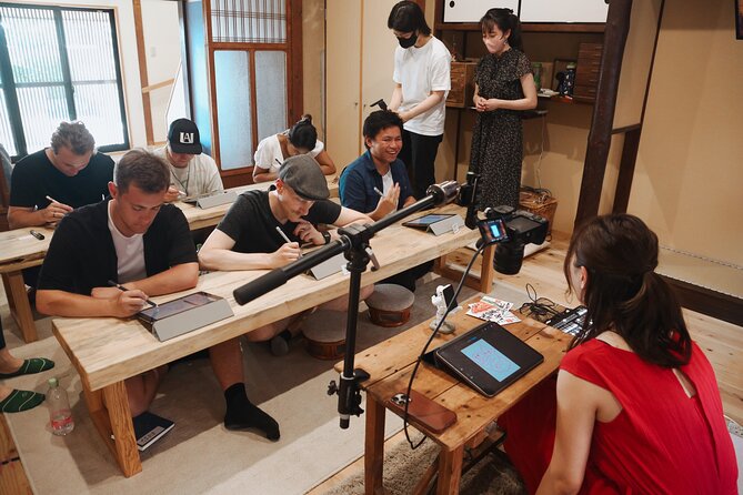 Calligraphy & Digital Art Workshop in Kyoto - Etegami Gives the Class a Personal Finish