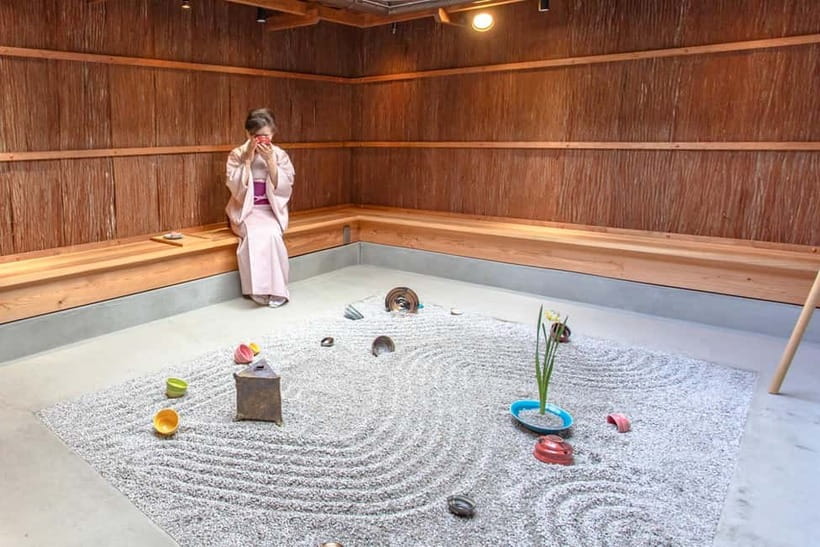 Kyoto: Make Zen Garden and Taste Matcha in Pottery Shop - Matcha and wagashi beside your own creation