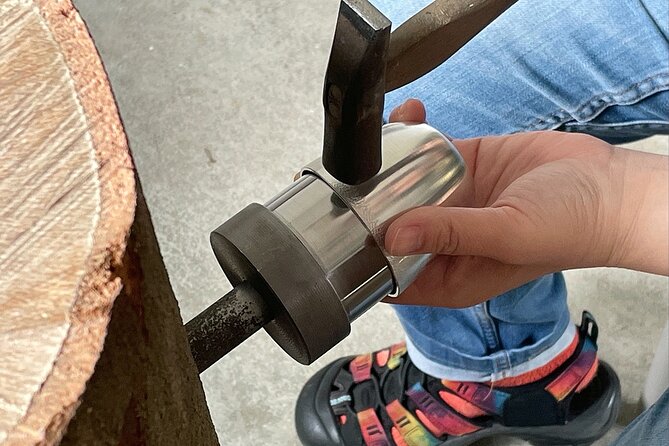 Private Pewter Sake Cup Experience with a Kyoto Artisan - Choosing the hammer and setting the pattern